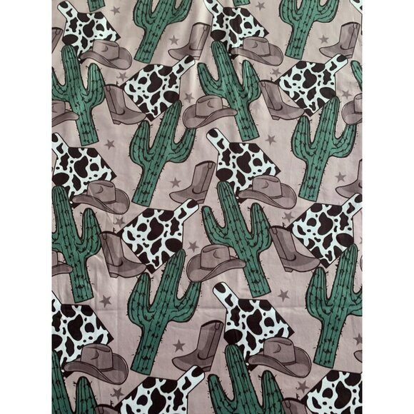 Cow Print & Cactus Patterned Reversible Bandana Scarf - Picture 3 of 4